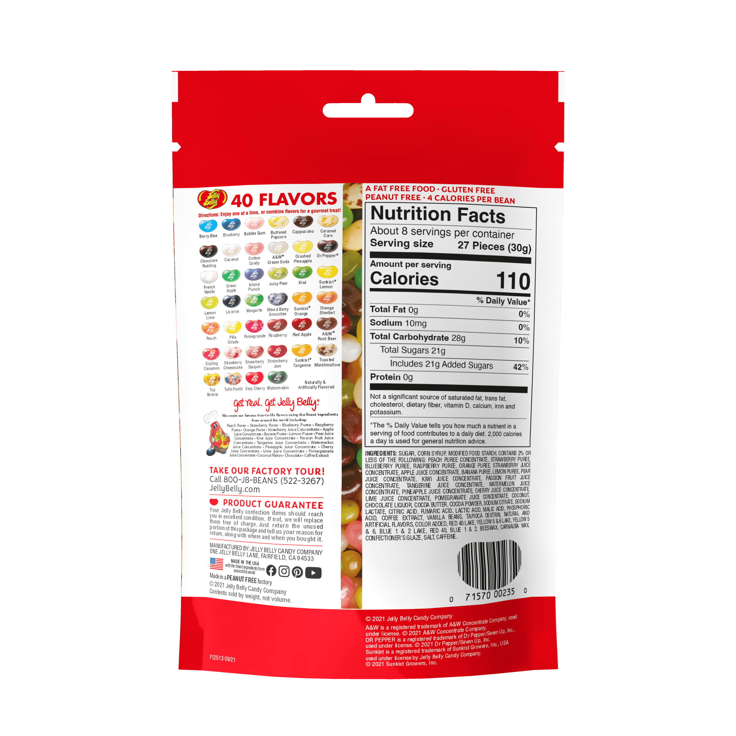 Jelly Belly Jelly Beans Candy, 40 Assorted Flavors, 8.25 oz Bag