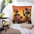 thumbnail image 3 of 14x14 Pillow Covers Set of 2, Black Orange Girls Boho Throw Pillow Covers Decorative Couch Cushion Case, Vintage Ethnic Abstract Art Microfiber Square Pillowcases for Bedroom Car Living Room, 3 of 7