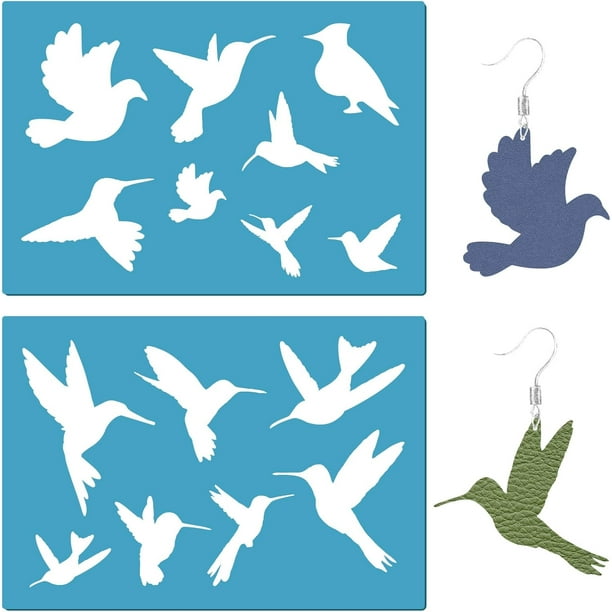 Plantilla acrílica de colibrí de 2 estilos, reutilizable, de plástico, para hacer aretes de aves voladoras, plantillas de siluetas de letreros.