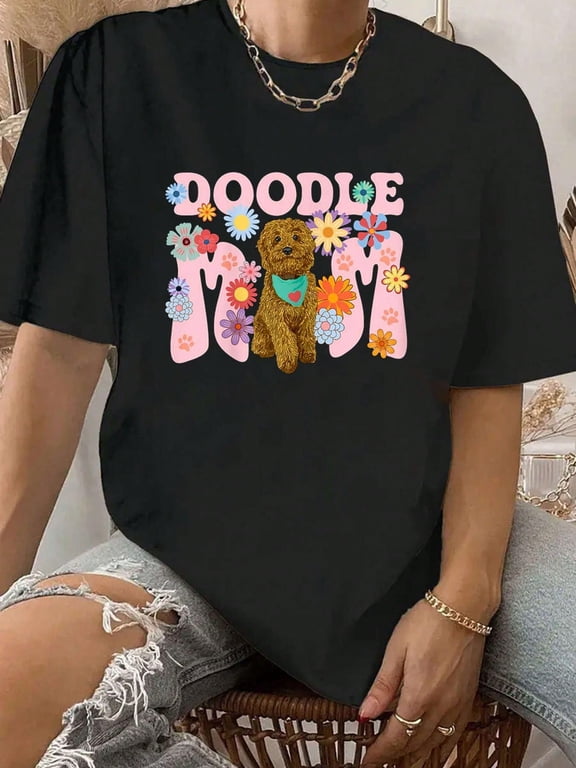 100% Cotton Cute Goldendoodle Doodle Dog Mom Design Women T-Shirt.Jpg