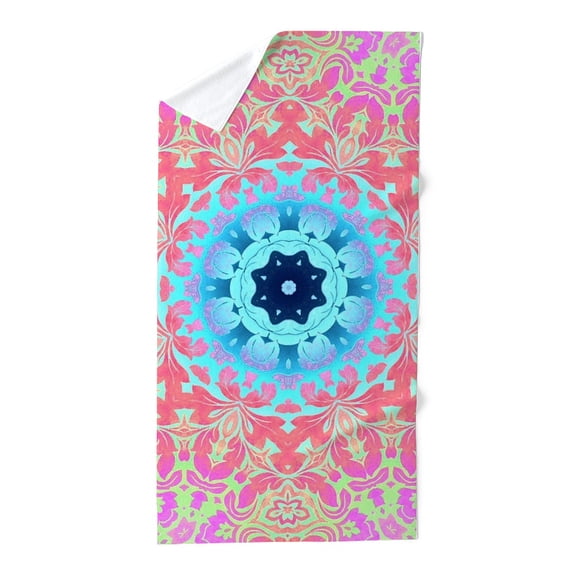 CafePress - Bohemian Pink Colorful Abstract Pattern - Large Beach Towel, Soft 30"x60" Towel with Unique Design