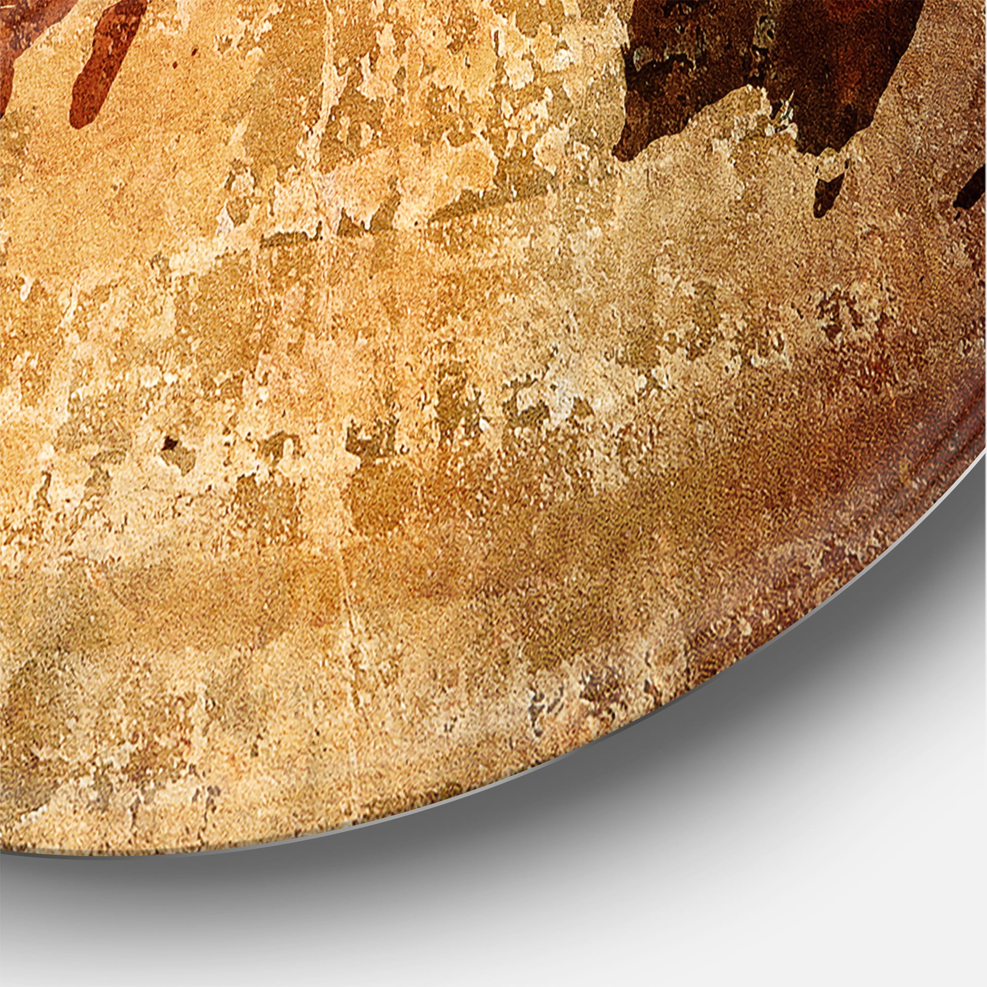Designart 'Ancient World Map XI' Vintage Circle Metal Wall Art 36x36 - Disc of 36