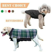 IREENUO Pet Dog Jackets Windproof Warm Coats British Style Plaid Reversible Dog Cold Weather Coats Vest Autumn Winter Padded Waistcoat Chest Protector Suitable for Small Medium Large Dogs Green S