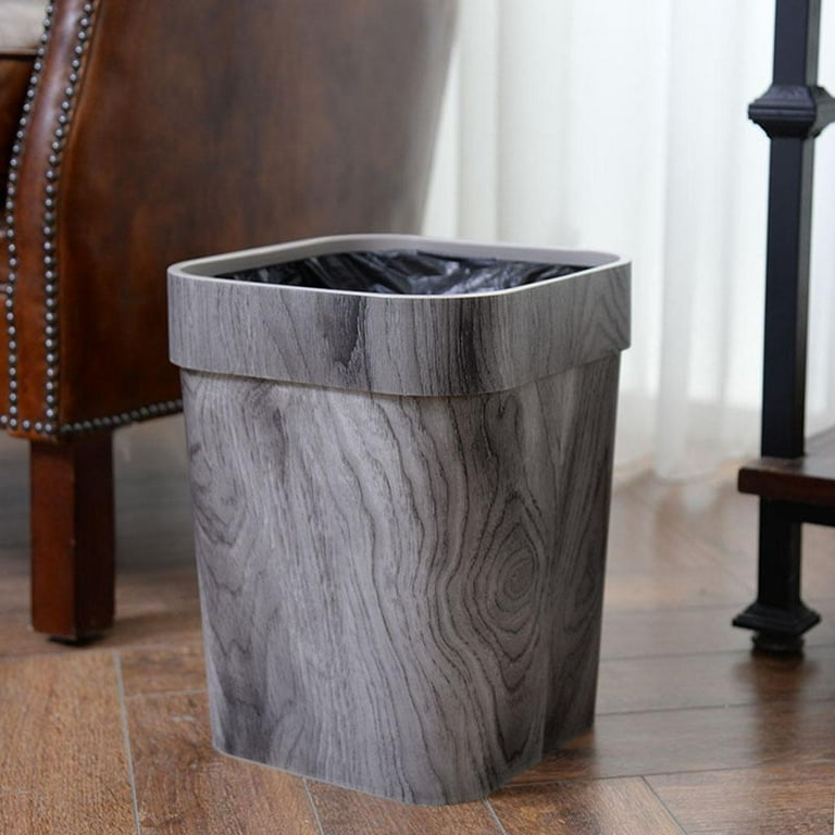 Mimetic Wood Grain Waste Bins Decorative Retro Style Garbage