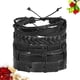 thumbnail image 2 of Pulsera de cuero de 5 piezas, pulsera de moda retro, pulsera ajustable para hombre (negro), 2 of 5