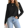 thumbnail image 1 of Camisas de Larga para Mujer, Jerséis Modernos, Elegantes, Informales, Plisados, de Cuello Redondo, de Punto, Blusas Lisas y Sueltas, Conjuntos Negro M, 1 of 7