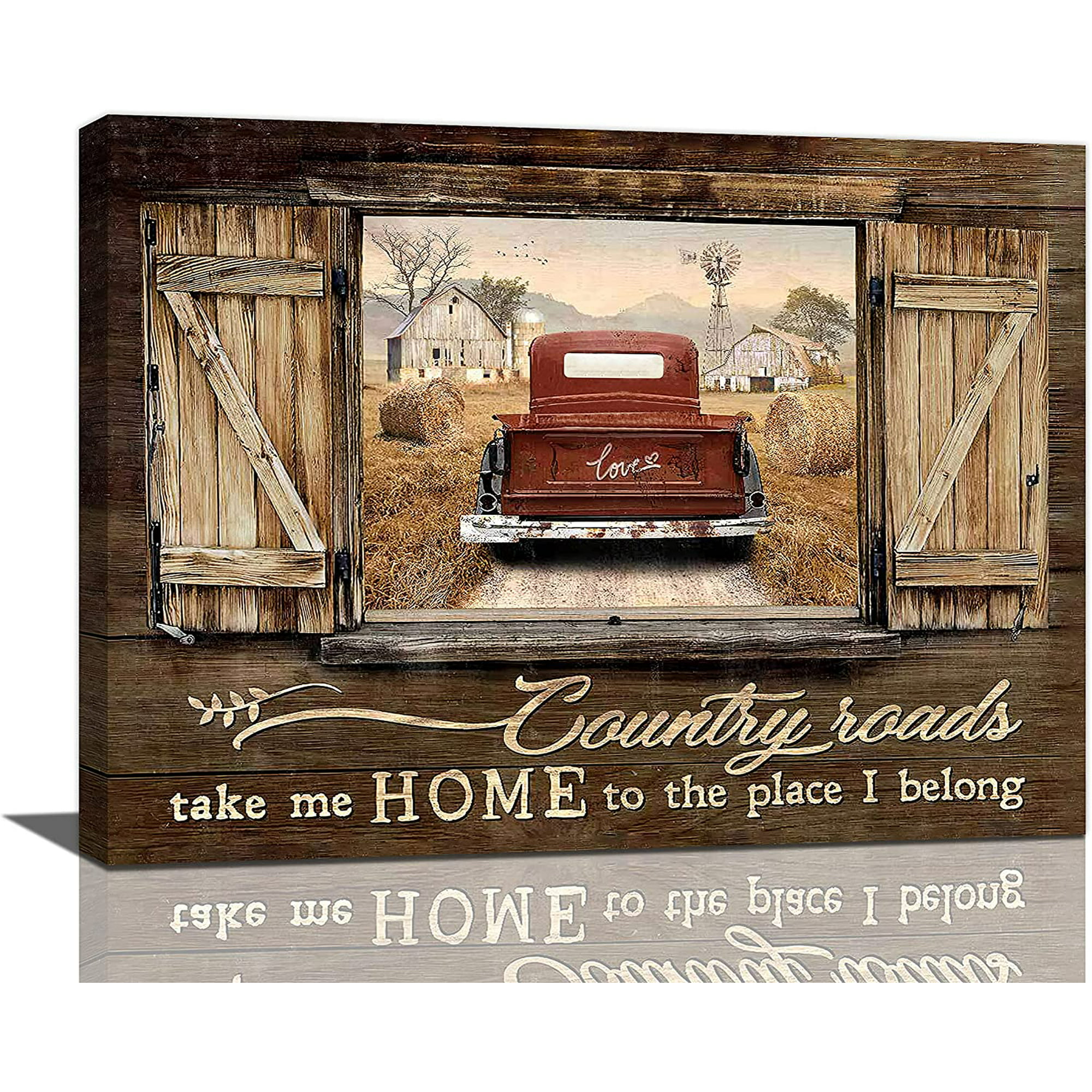 Farmhouse Wall Art Rustic Truck Pictures Wall Decor Country Old ...