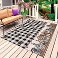 thumbnail image 4 of Outdoor Rug 3x5 ft Barn Star Farm Outdoor Large Area Rug Non Slip Rubber Black Buffalo Plaid Front Door Mat RV Rug Camping Carpet Patio Outdoor Rugs for Backyard Balcony Deck Porch Indoor, 4 of 9