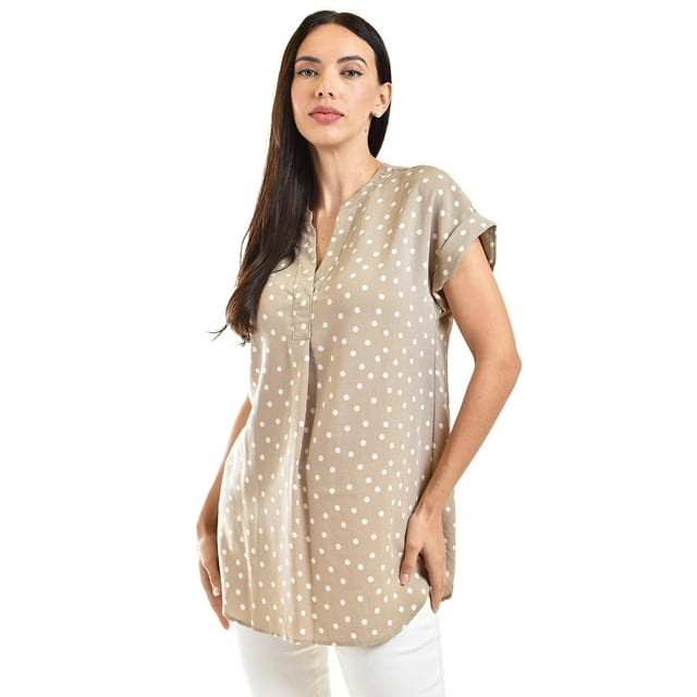 Blusa ligera de cuello V Roman Fashion Juvenil 0058 cafe puntos