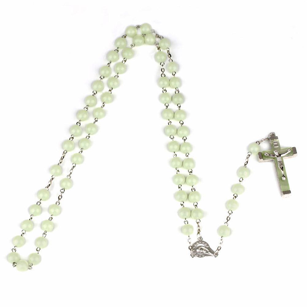 Unisex Necklace Glow In Dark Rosary Beads Luminous Jewelry Necklace Gift M1U4 - image 5 of 9