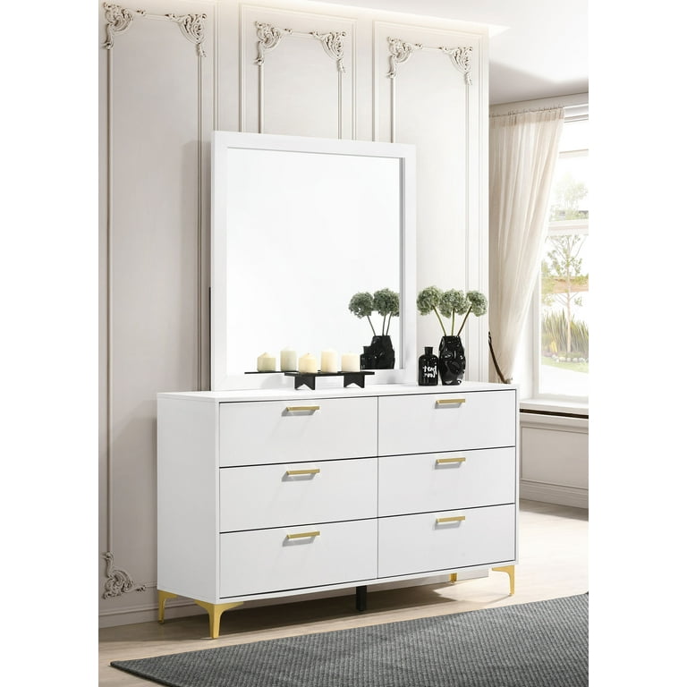 Kendall 6-drawer Dresser with Mirror White - Walmart.com