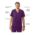 thumbnail image 3 of Adar Addition Scrubs For Men - Classic V-Neck Scrub Top - A6006 - Eggplant - XL, 3 of 7