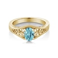 thumbnail image 2 of Gem Stone King 0.75 Ct Oval Blue Zircon 18K Yellow Gold Plated Silver Ring, 2 of 3