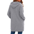 thumbnail image 4 of Solid Color Vintage Hoodies Longline Relaxed Full Zip Fall Tops Long Sleeve Fashion Clothes Adjustable Drawstring Hood Large Front Patch Pockets Sweatshirts Gray,M, 4 of 6