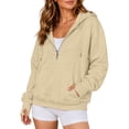 thumbnail image 2 of CFXNMZGR Women Hoodies Pullover Women's 2026 Spring Zip Up Y2K Hoodies Casual Long Sleeve Sweatshirts Fall Winter Track Jackets with Pockets (Beige,L), 2 of 6