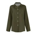 thumbnail image 4 of Women's Button Down Shirts Long Sleeve Business Work Tops Casual with Pockets Jacket for Office and Daily Wear Fashion Outfits ,Army Green L, 4 of 6