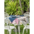 thumbnail image 2 of Light Blue Easter Outdoor Tablecloth - 54 Inch Round Dining Table Cover, Spring Easter Bunny Eggs Floral Wooden Waterproof Outdoor Table Cloth with Umbrella Hole & Zipper for Picnic/Patio/Party, 2 of 7