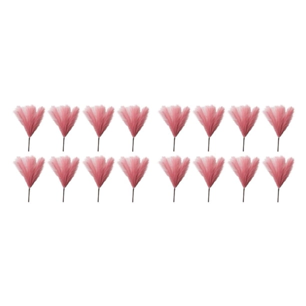 Bearachild 8 piezas Plantas de pastos de pampa falsos de bajo mantenimiento para decoración Hierbas pomposas artificiales altas y elegantes Rosa degradado rojo >45cm 2Conjunto