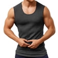 thumbnail image 4 of Mens Ribbed Tank Top Casual Workout Sleeveless Shirts Soft Gym Muscle Bodybuilding Tee Undershirts Summer Beach Clothes Dark Gray, Size XXL, 4 of 5