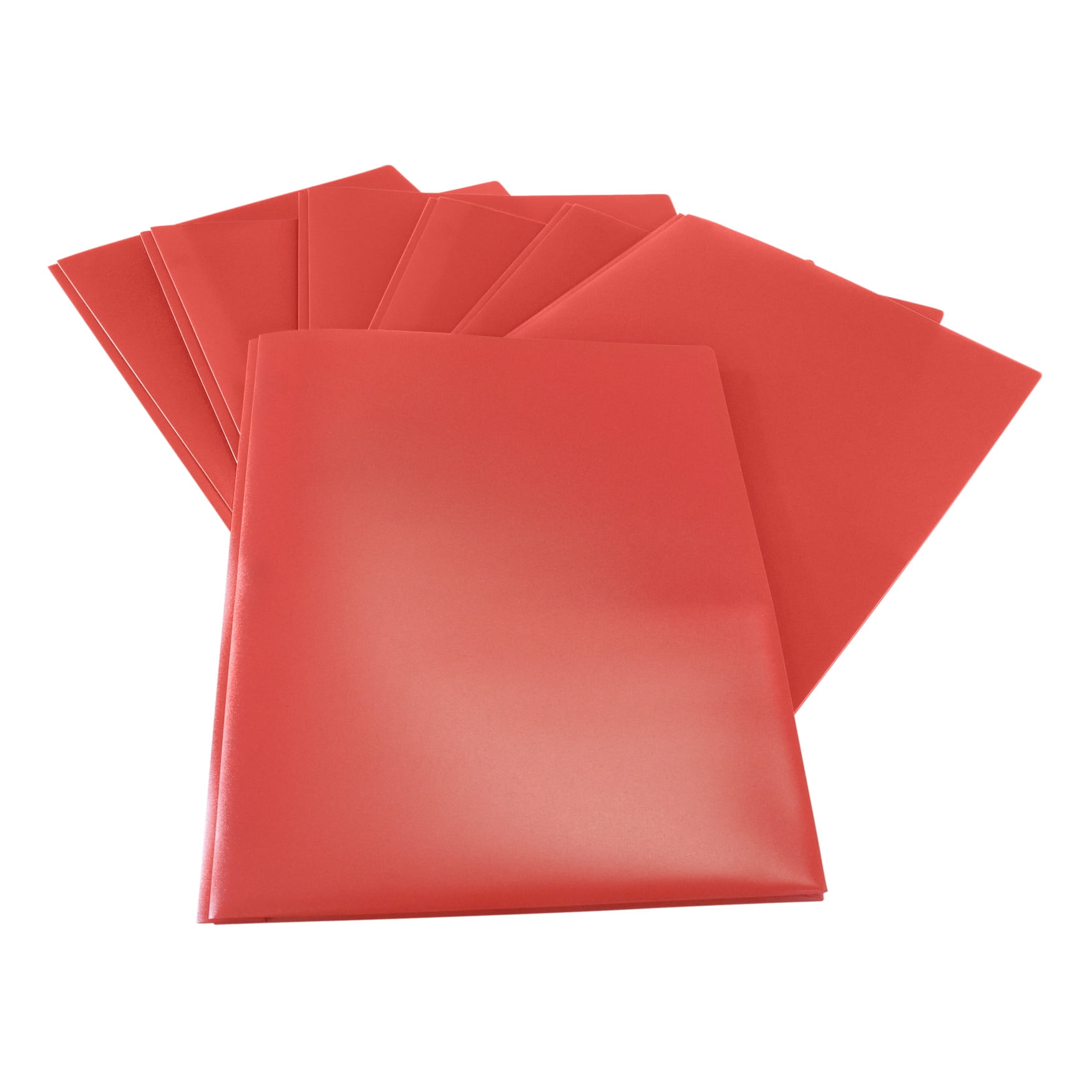 School Smart 2-Pocket Poly Folders with Fasteners, Red, pack of 25