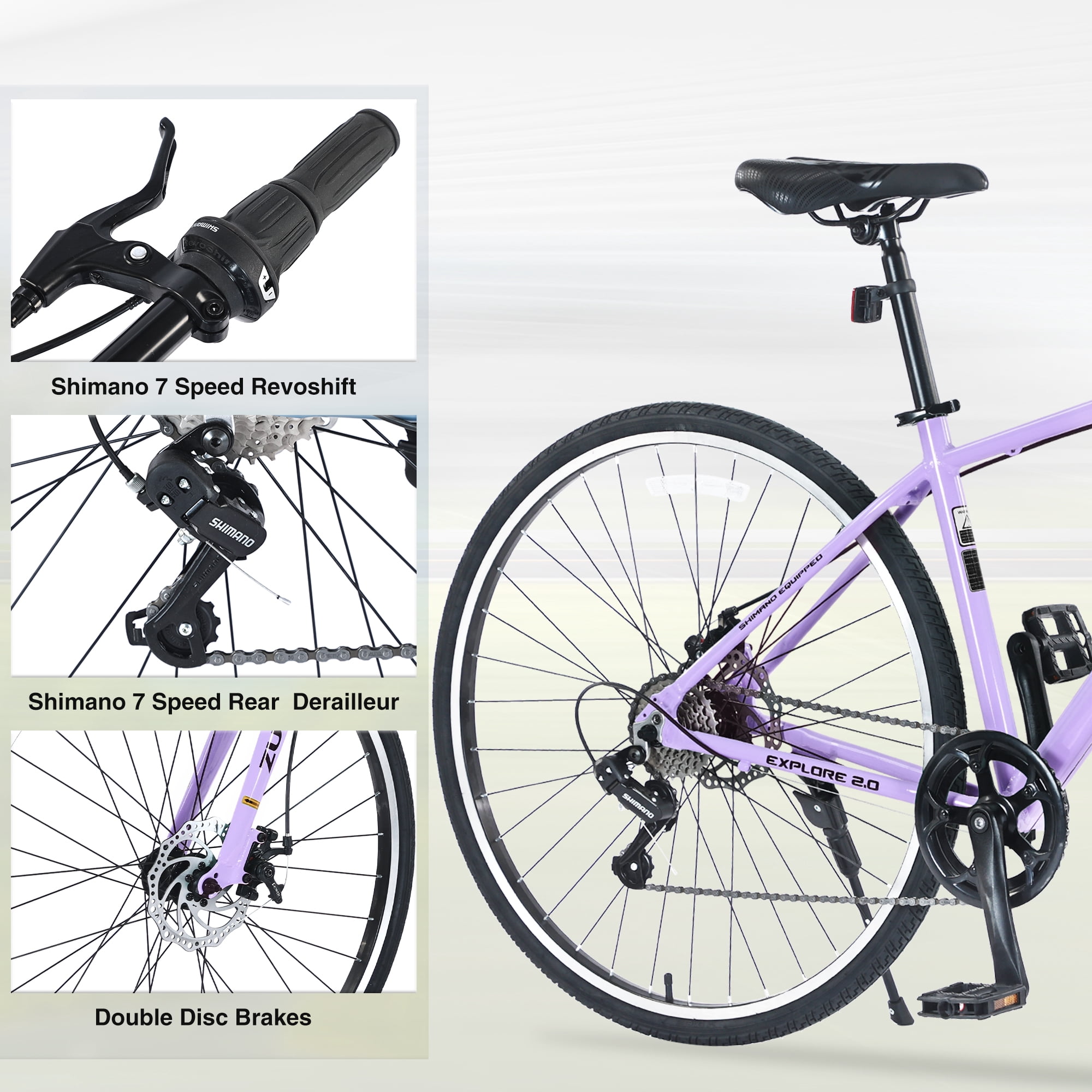 700C Road Bike, Shimano 7 Speed Hybrid Bike with Aluminum Alloy