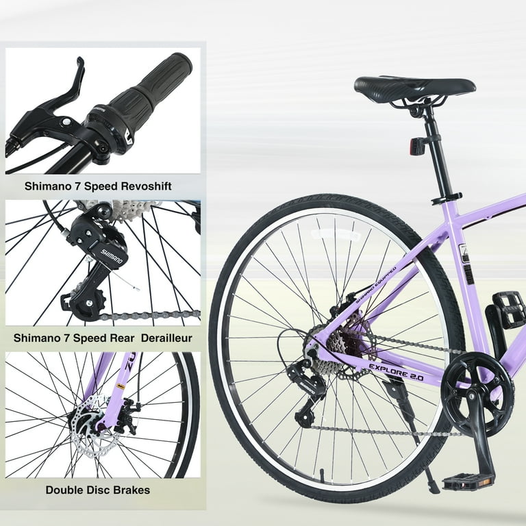 700C Hybrid Road Bike Shimano 7-Speed Adult Bike Steel Frame City