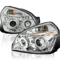 Spec-D Tuning LED Halo Chrome Projector Headlights Compatible with 2005-2009 Hyundai Tucson, Left   Right Pair Headlamps Assembly