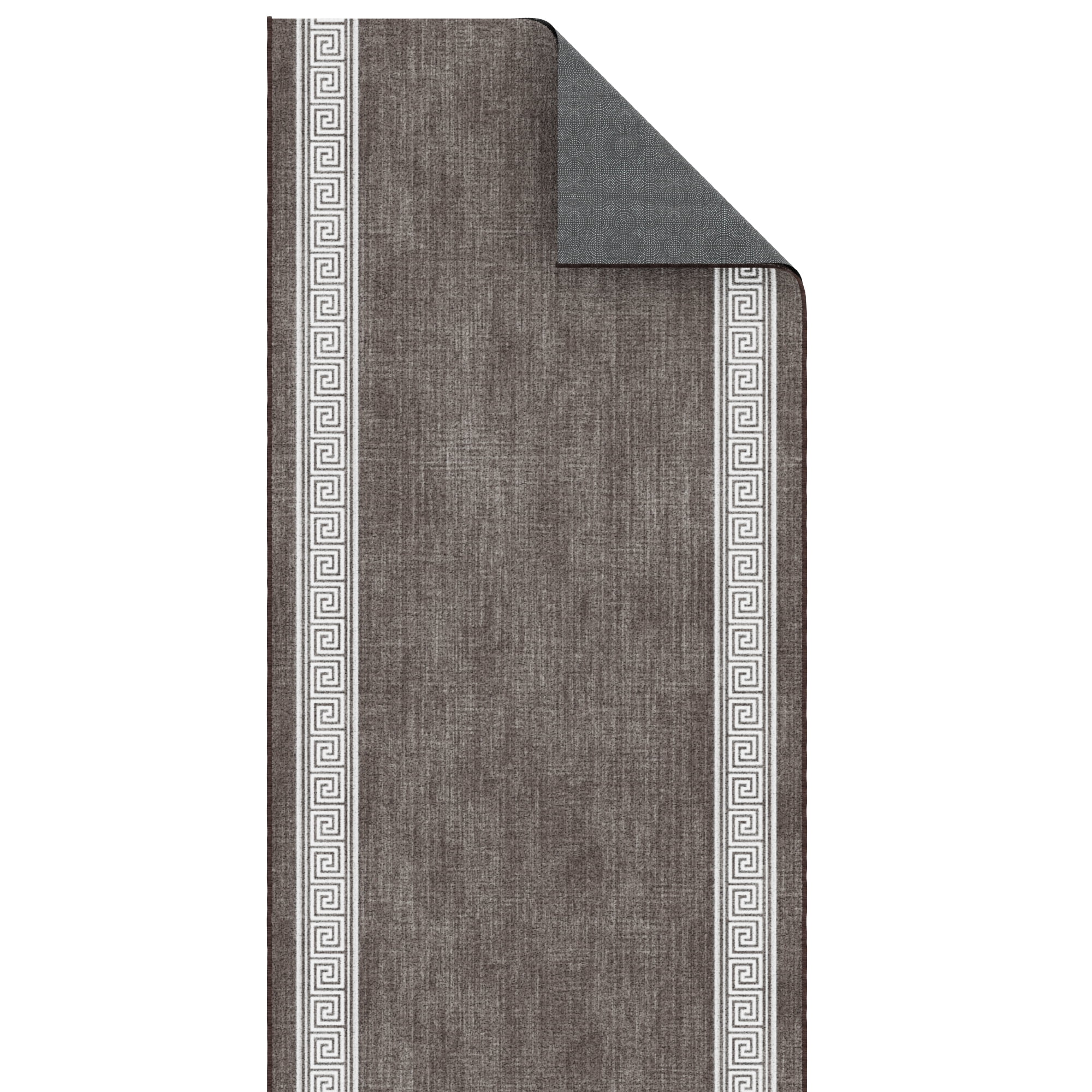Ottomanson Aisle Runner Rug 2'7" x 15' Soft Non-Slip Indoor Rug, Greek Border Brown
