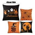 thumbnail image 3 of 17.7*17.7in Halloween Pillow Set Ghost Cushaw Head Series Linen Material Halloween Pillow Cover (Without Pillow Core), 3 of 6