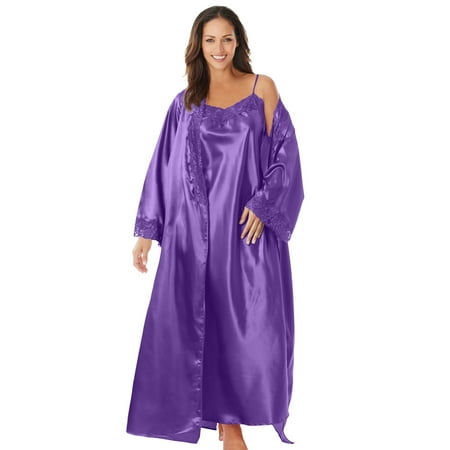 

Amoureuse Women s Plus Size The Luxe Satin Long Peignoir Set Pajamas