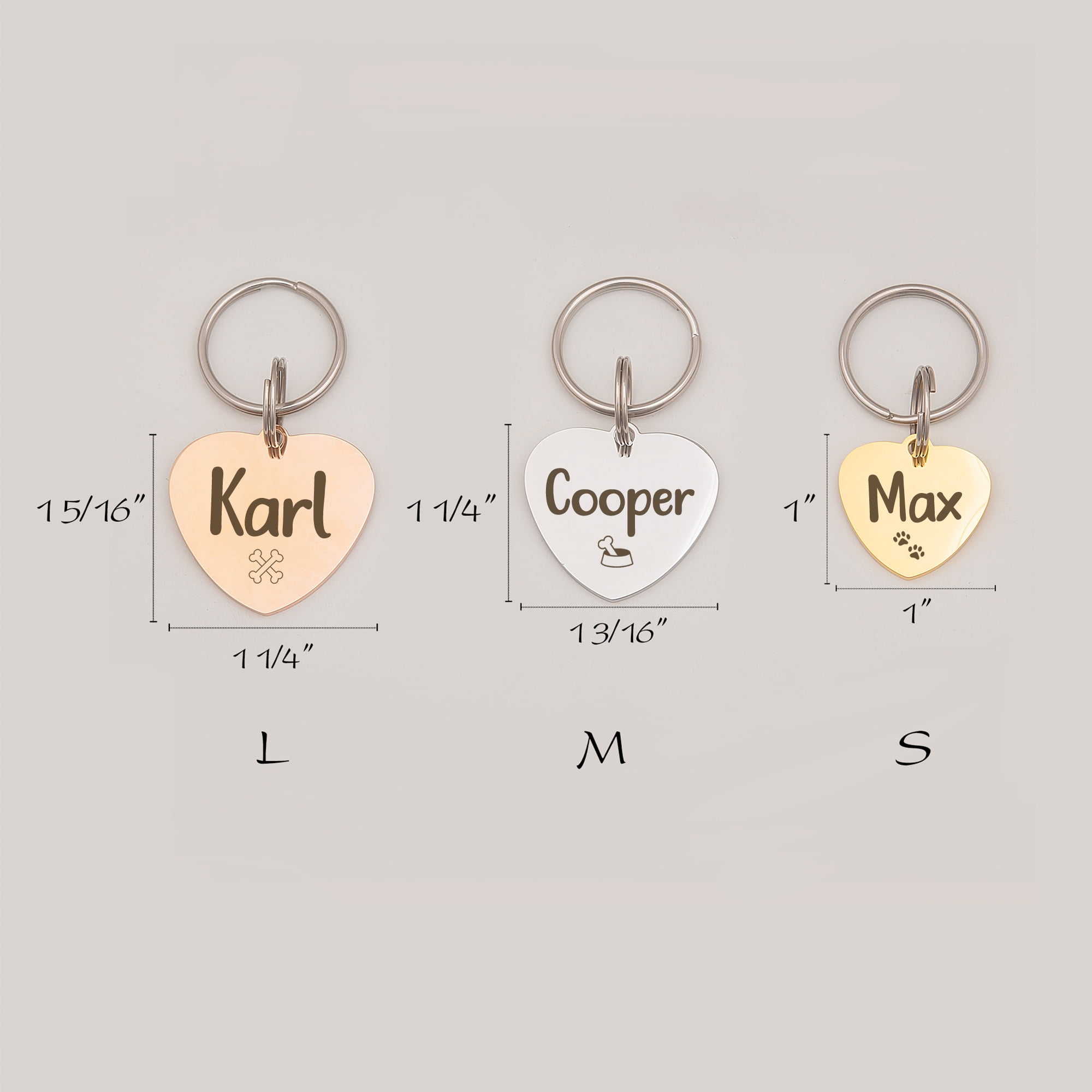 Anavia Stainless Steel Metal Heart Name - Icon Birthday Holiday Christmas Engraved Dog ID Tag, Silver