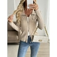 thumbnail image 5 of Beige Ribbed Knit Zip-Front Jacket, 5 of 5