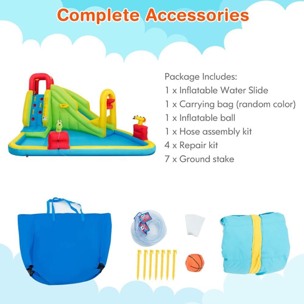 Aimee Lii Inflatable Splash Jump Slide Water Bounce without Blower, Kids Bounce House, Playhouse for Kids Outdoor