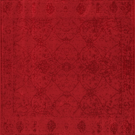 Ahgly Company Indoor Square Abstract Red Contemporary Area Rugs, 4' Square