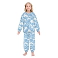 thumbnail image 2 of Fluffy Pajamas Set Fuzzy Winter Warm Pj Sets Pullover Tops and Long Pants Light Blue Waves Pattern X-Small, 2 of 8