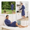 thumbnail image 5 of FashGudim Mens Stripe Robe Cotton Flannel Shawl Collar Bathrobe Lightweight Kimono Loungewear Sleepwear (Blue Stripe, XXL), 5 of 6