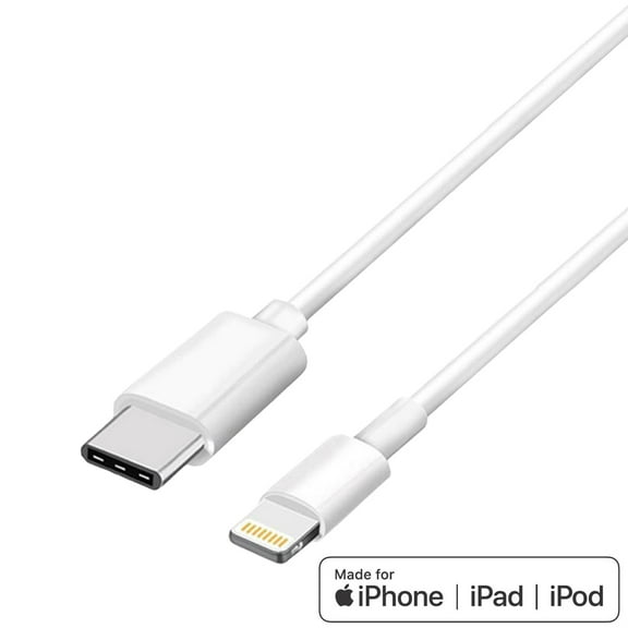 4XEM 3ft (1m) Lightning to USB-C Charging Cable for iPhone/iPad/iPod, MFi Certified, White