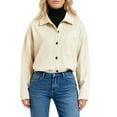 thumbnail image 4 of Faux Suede Shirts for Women Long Sleeve Casual Button Down Shirt Top White, 4 of 7