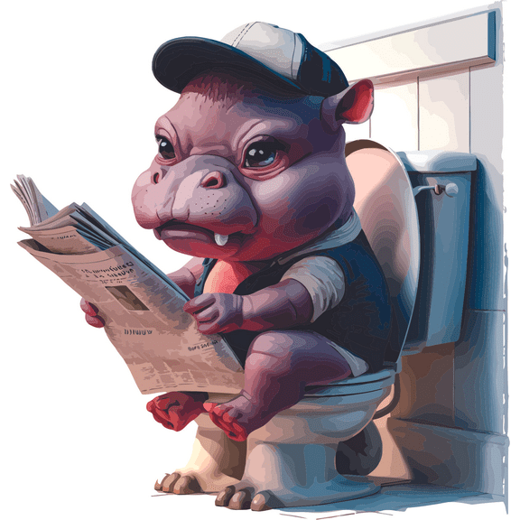 Cute Pooping Baby Hippopotamus Hippo Art Animal Fun Colorful Animals Wall Art Sticker Designs Vinyl Stickers For Home House Nursery Playroom Walls Rooms Windows Bedroom Decoration Size (28x28 inch)