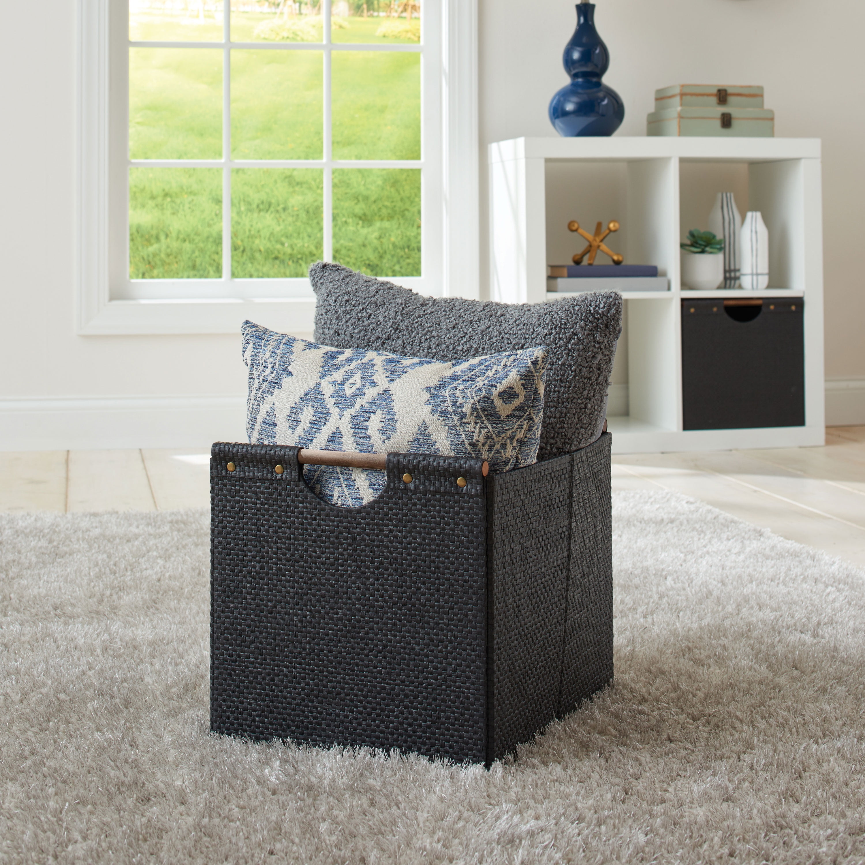 Better Homes & Gardens Collapsible Woven Cube Storage Bin, Black