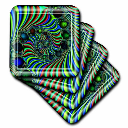 

PSYCHEDELLICA psychedellic green blue red green spiral spiralling baubles hypnotizing mesmerizing set of 8 Coasters - Soft cst-26774-2