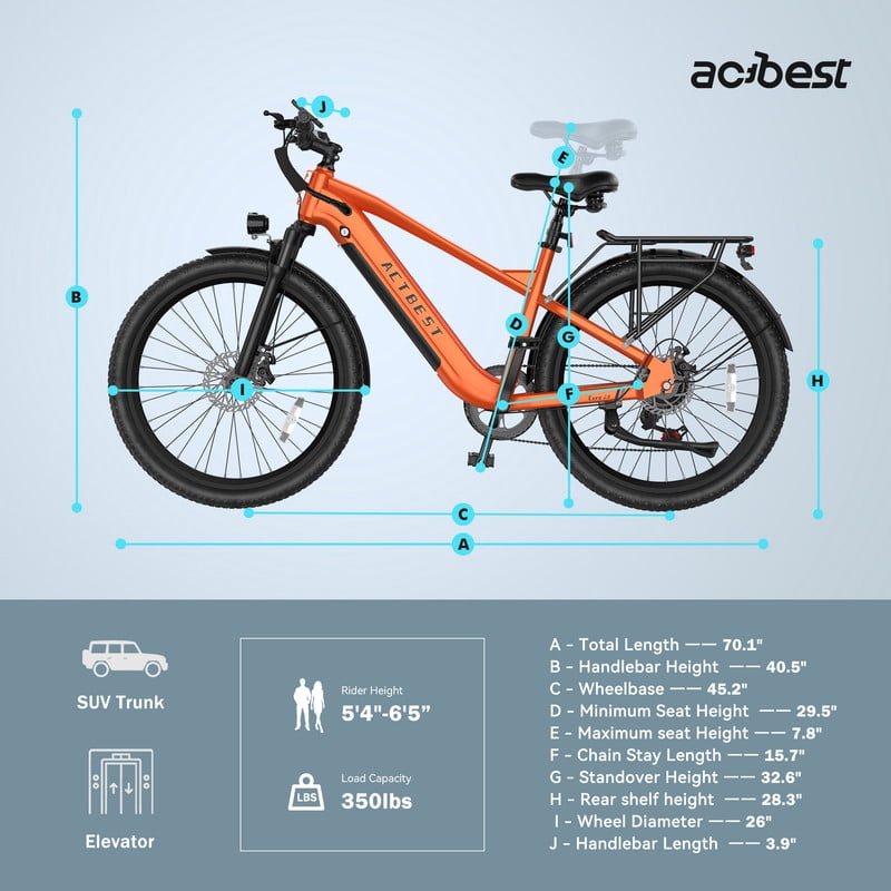 Core Electric Bike for Adults,750W Motor Ebike with Front Suspension, 7-Speed Up to 55Miles,20MPH E Bicycle,26" Step-Over Ebikes(Orange)
