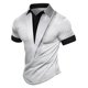 thumbnail image 1 of Blusa y camisa de manga corta con cuello vuelto para hombre, camiseta informal de moda de color liso con solapa, camiseta de manga corta con cuello redondo, blusa para hombre, 1 of 5