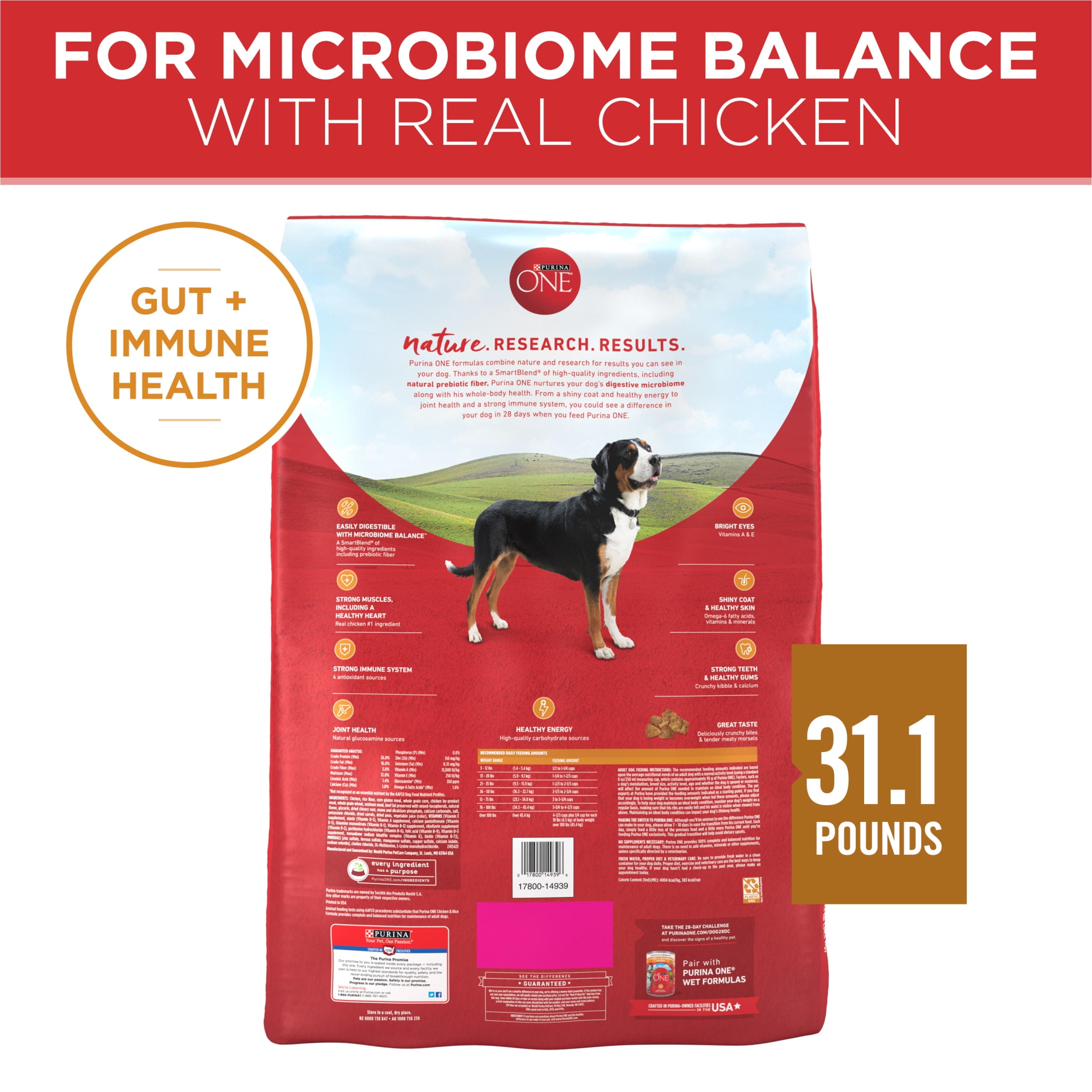 Purina ONE Dry Dog Food for Adults Natural High Protein with Real Chicken Rice 40 lb Bag Walmart Business Supplies