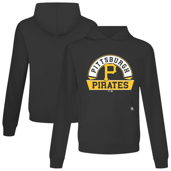 Men's Levelwear Black Pittsburgh Pirates Relay Banner Arch Pullover Hoodie