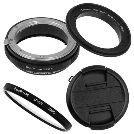 Fotodiox RB2A 55mm Macro Reverse Ring Kit w/ Nikon G & DX Lens Aperture Control, Lens Cap & 52mm UV