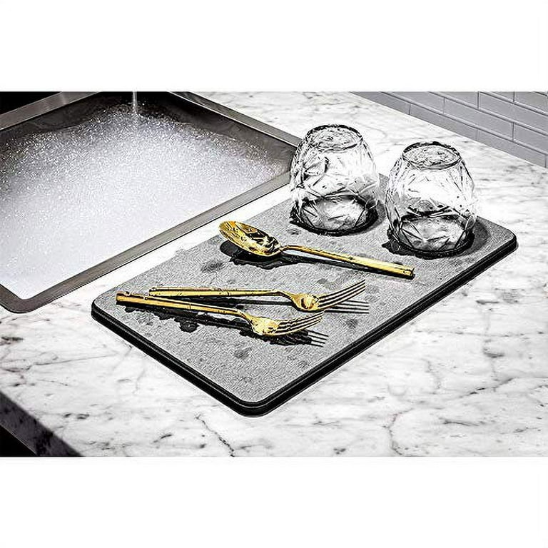 Madesmart Dish Mat-Granite, Drying Stone Collection, Accelerates Moisture Evaporation, Natural & Mineral Materials, Non-Slip BAS