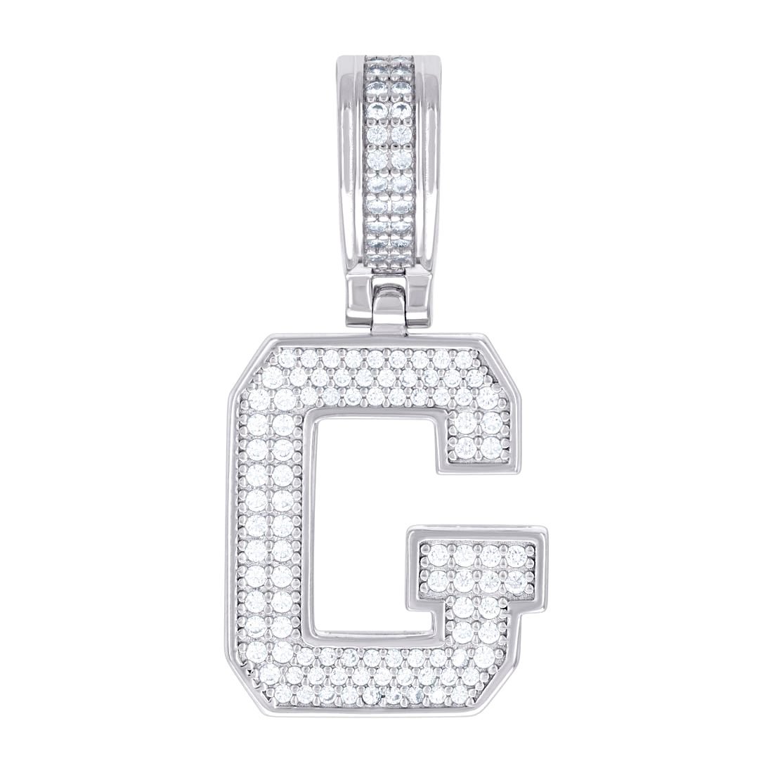 925 Sterling Silver Unisex 0.67ct Moissanite Letter Name Personalized Monogram Initial Alphabet G Charm Pendant Necklace