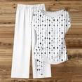 thumbnail image 4 of AUNVITO Women's Casual Two-Piece Set Loose Fit Drawstring Pants and Round Neck Short Sleeve Top with All Over Print Fashion Casual Outfit, 4 of 5
