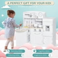 thumbnail image 4 of Qaba Play Kitchen, Kids Kitchen Playset with Microwave Fridge, White, 4 of 10